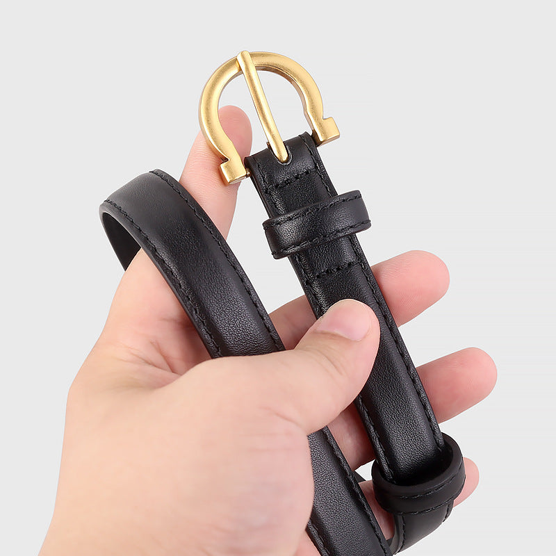 Leather Belt with Golden Buckle, view 2