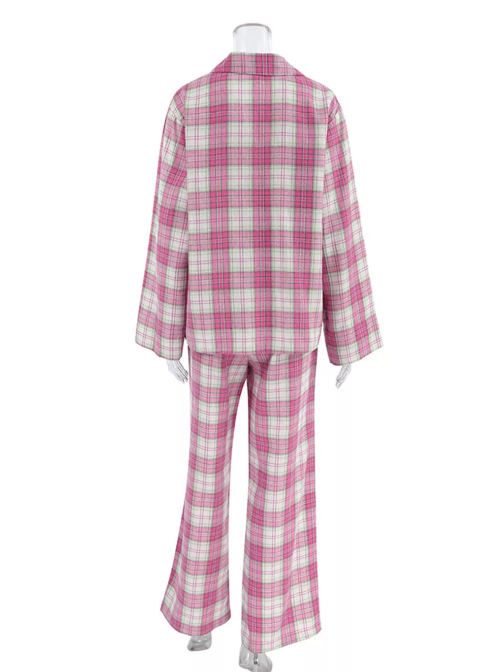 Plaid Long Sleeve Shirt and Pants Set - Lilixa.store
