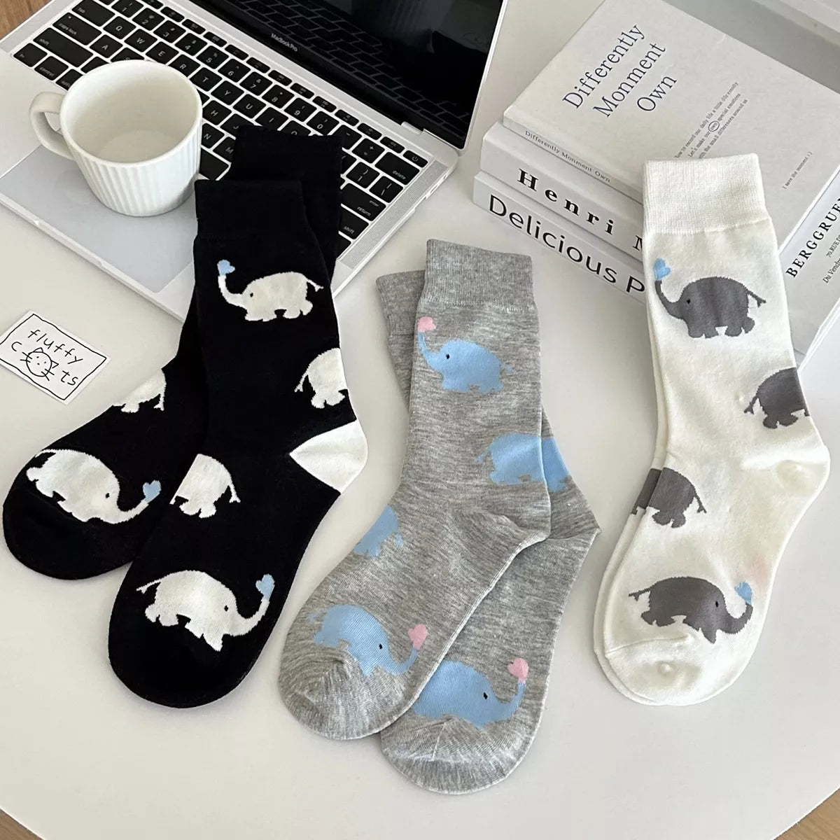 Elephant Pattern Crew Socks - Lilixa.store