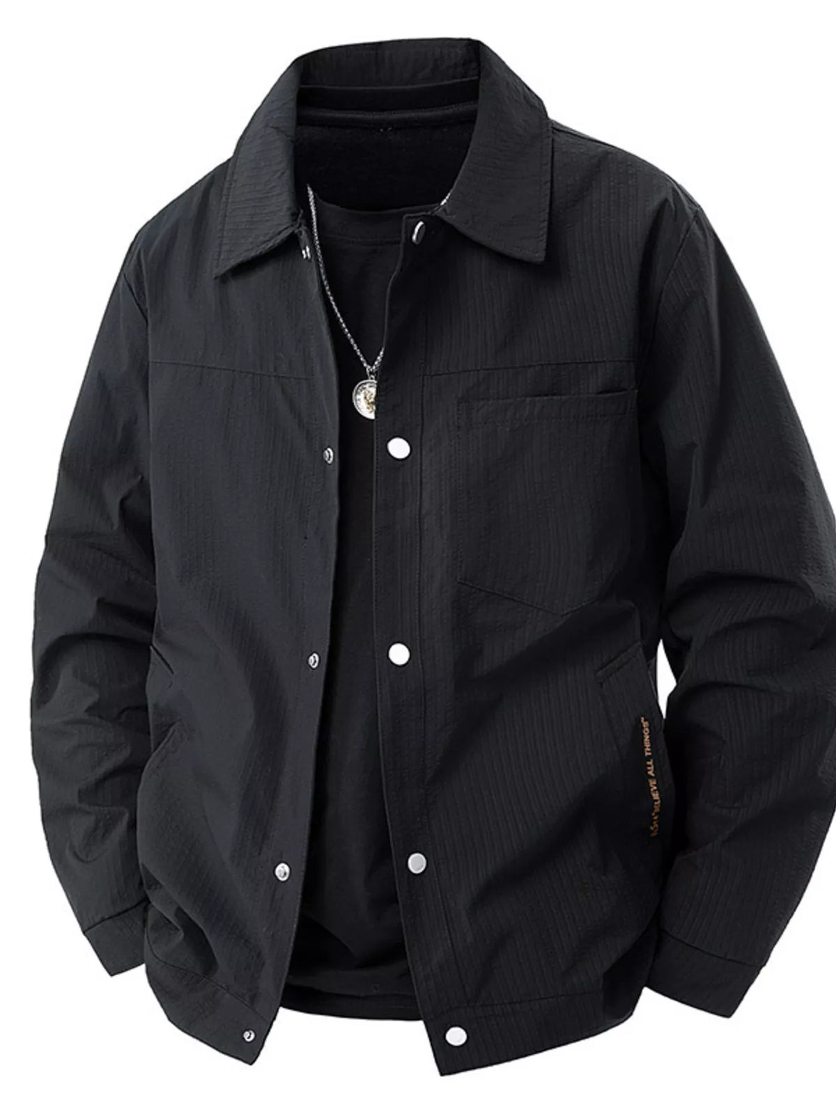 Men's Plus Size Lightweight Snap-Down Jacket - Lilixa.store