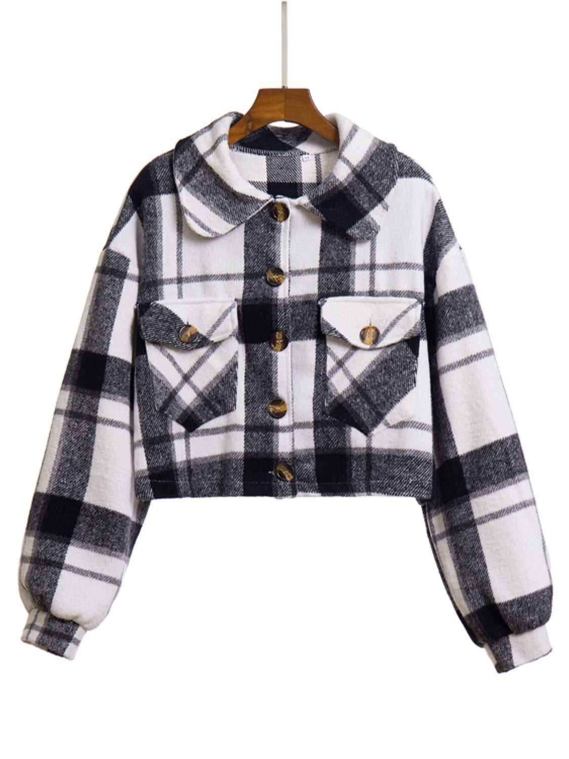 Plaid Button Front Jacket with Pockets, view 8