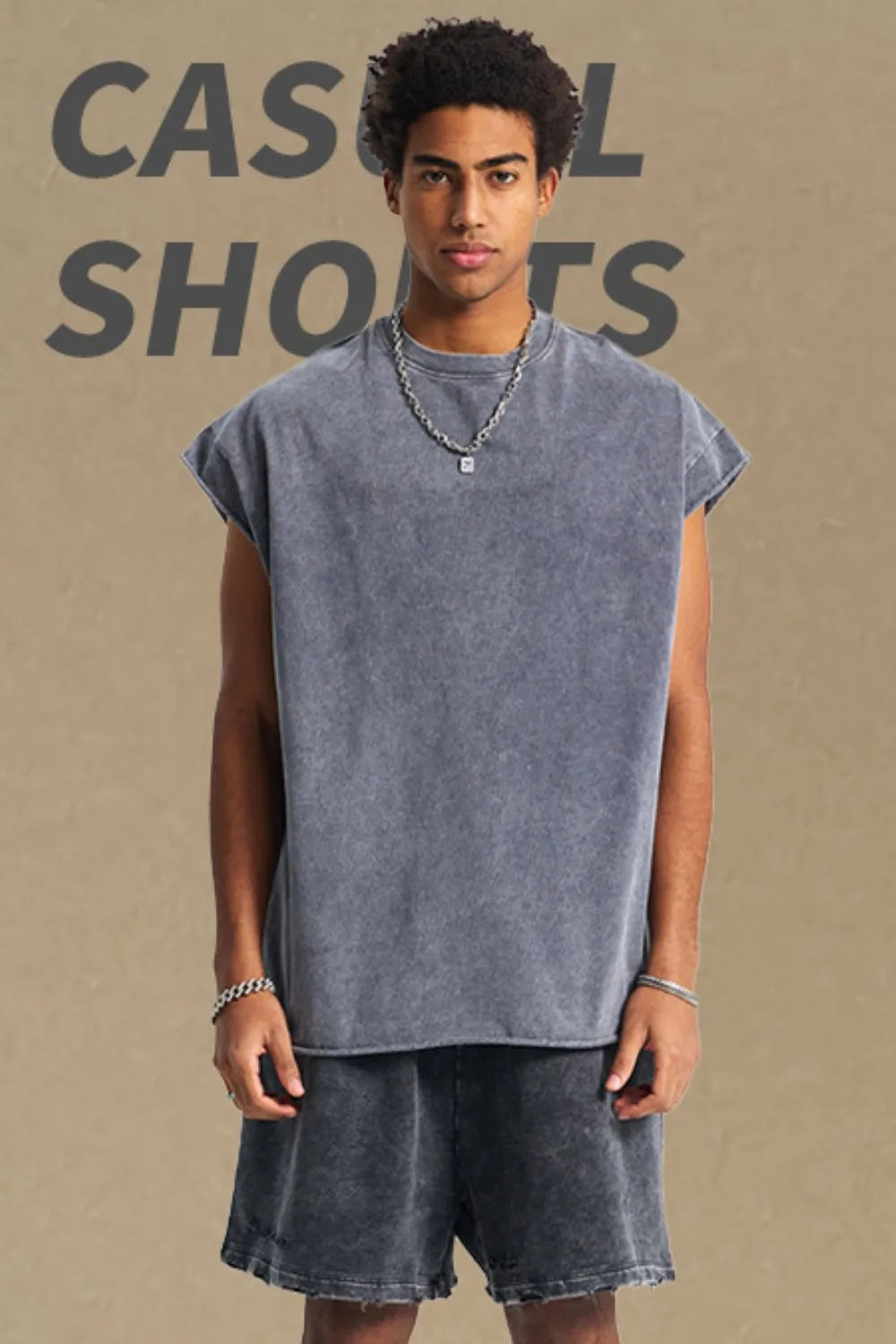 Men's Washed Round Neck Tank - Lilixa.store