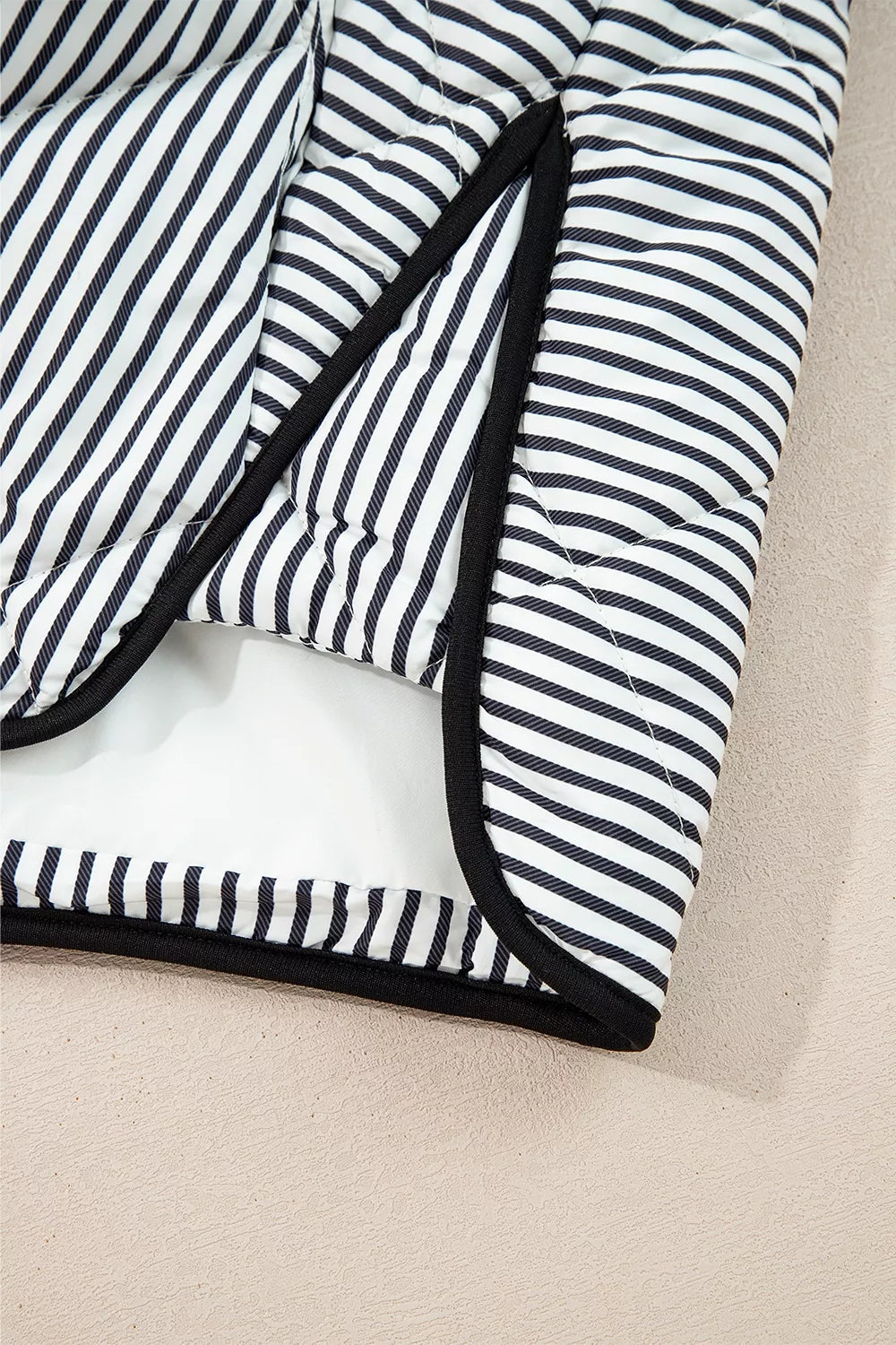 Striped Quilted Vest Coat - Lilixa.store