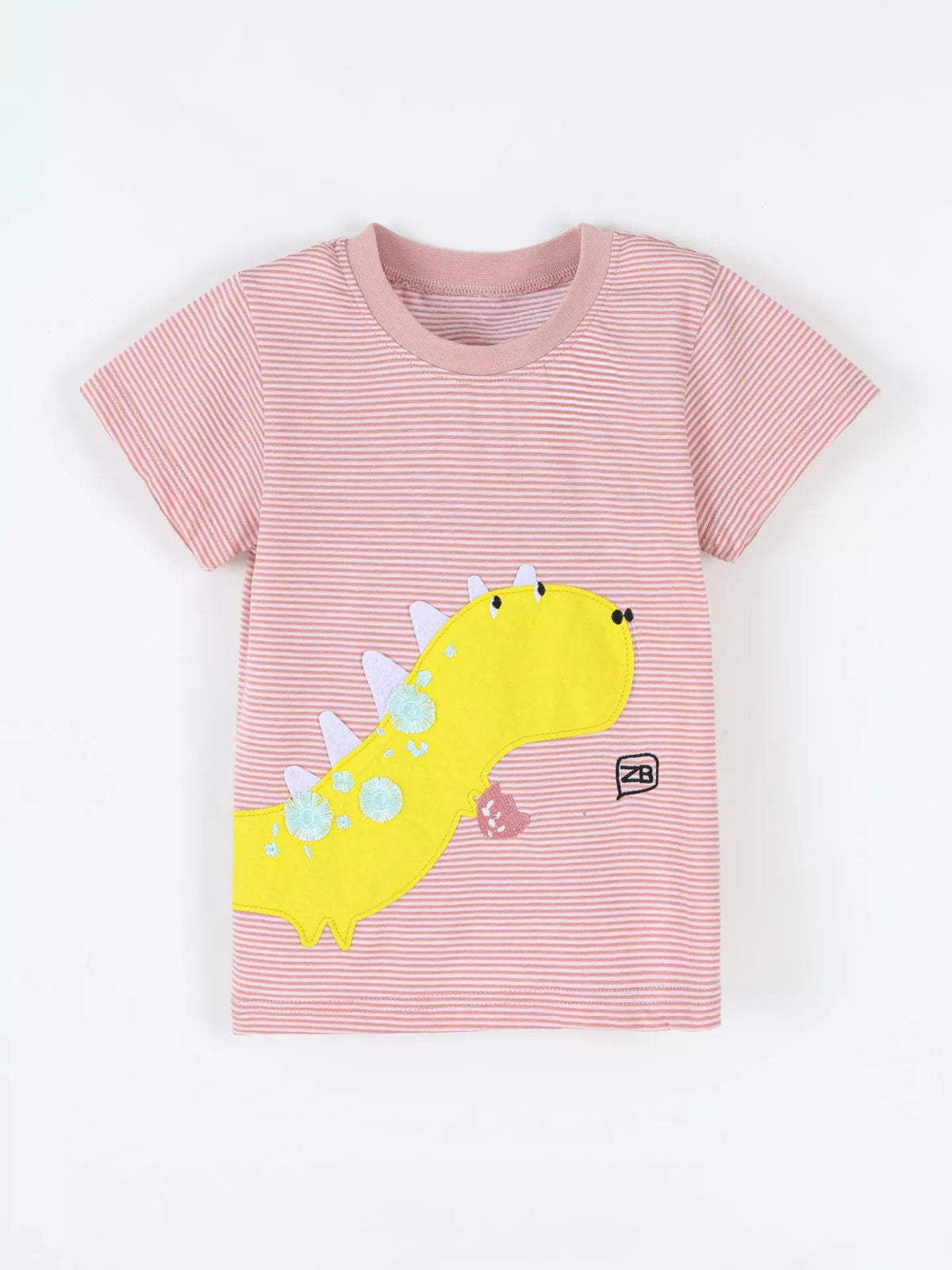 Children's Striped Dinosaur Short Sleeve Tee - Lilixa.store