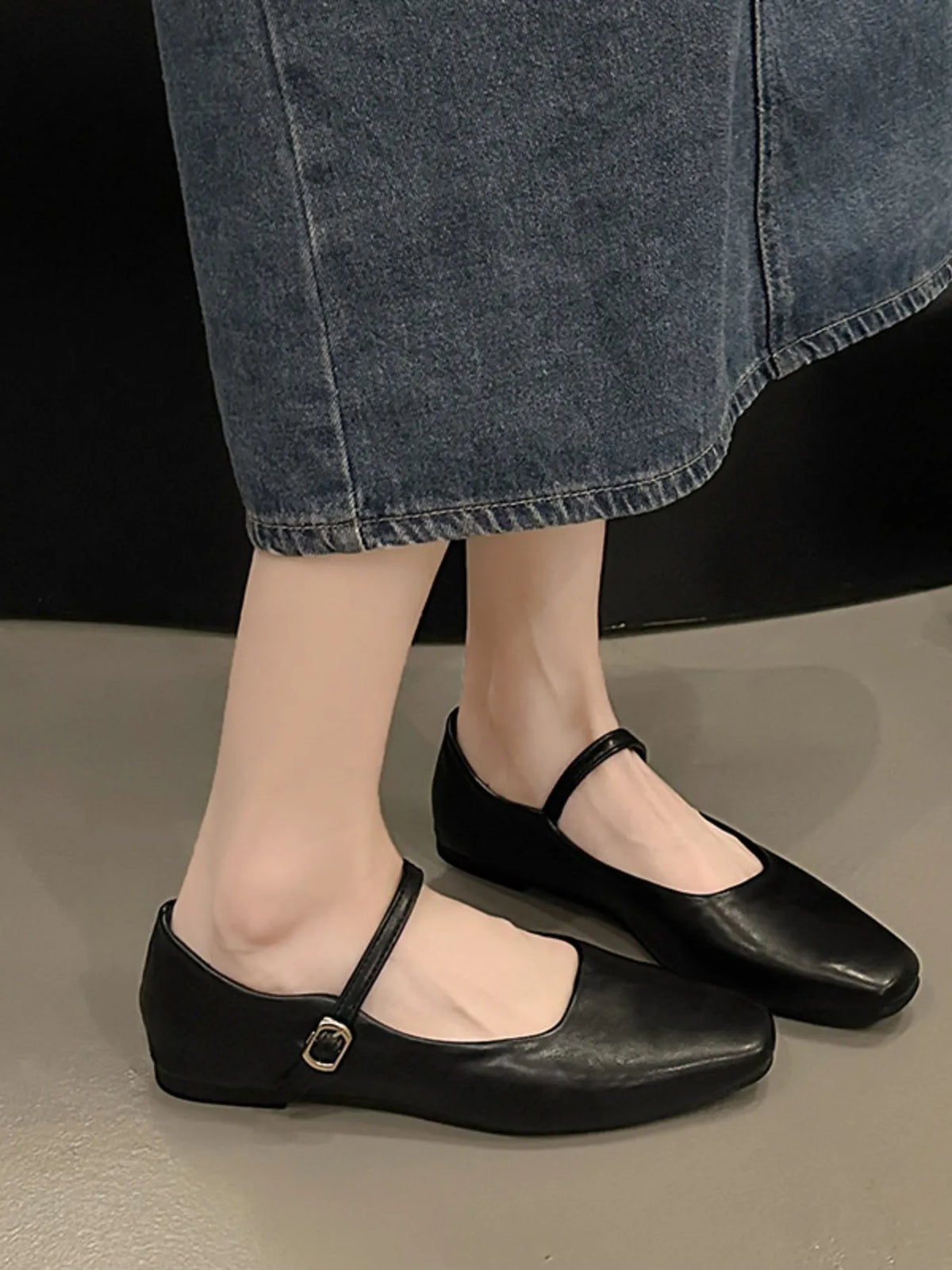 Leather Buckle Mary Jane Loafers, view 2