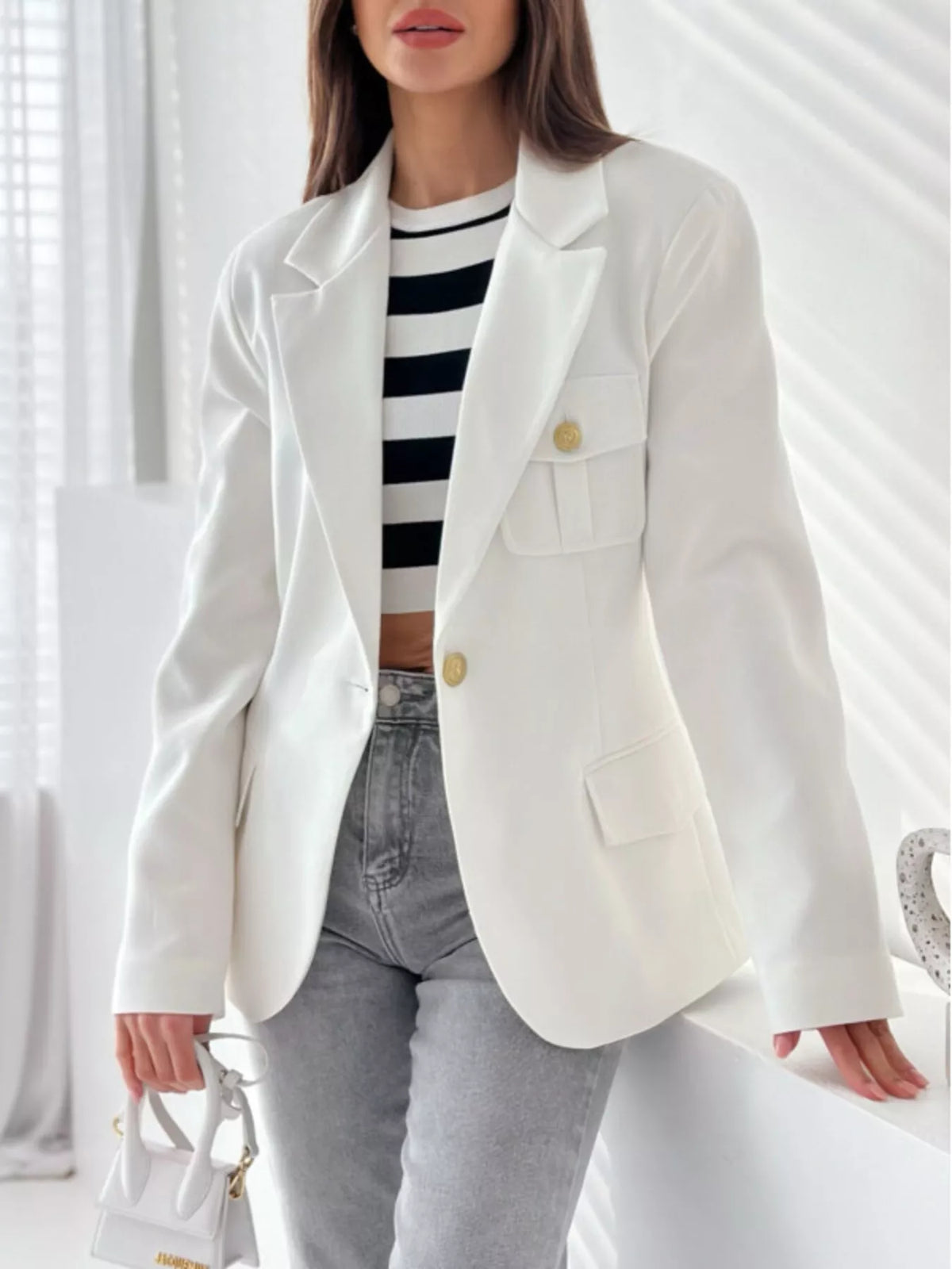 Lapel Collar One Button Blazer - Lilixa.store