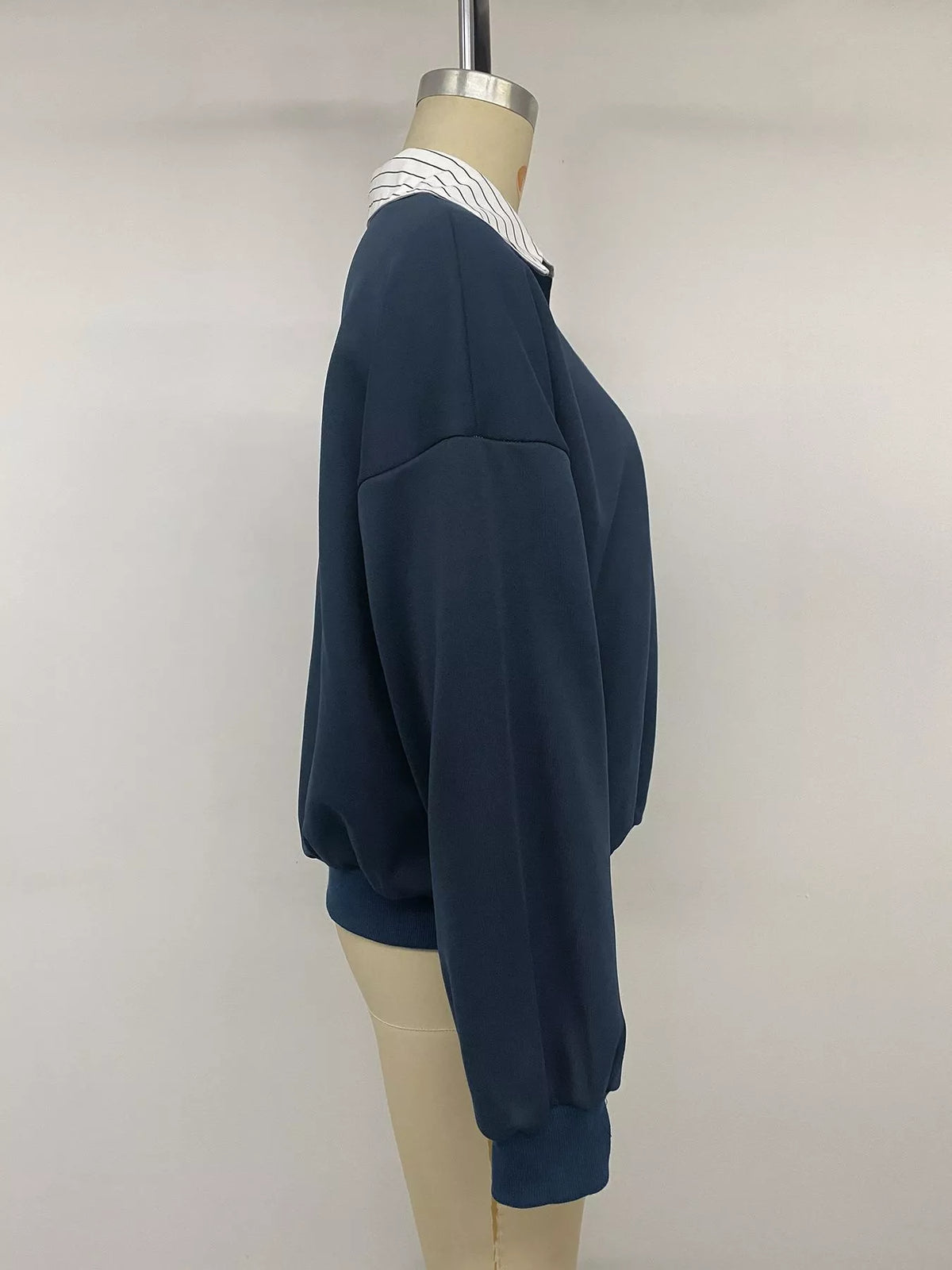 Button Detail Dropped Shoulder Sweatshirt - Lilixa.store