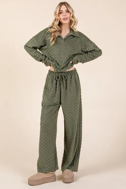 BOMBOM Tied Checkered Wide Leg Pants - Lilixa.store
