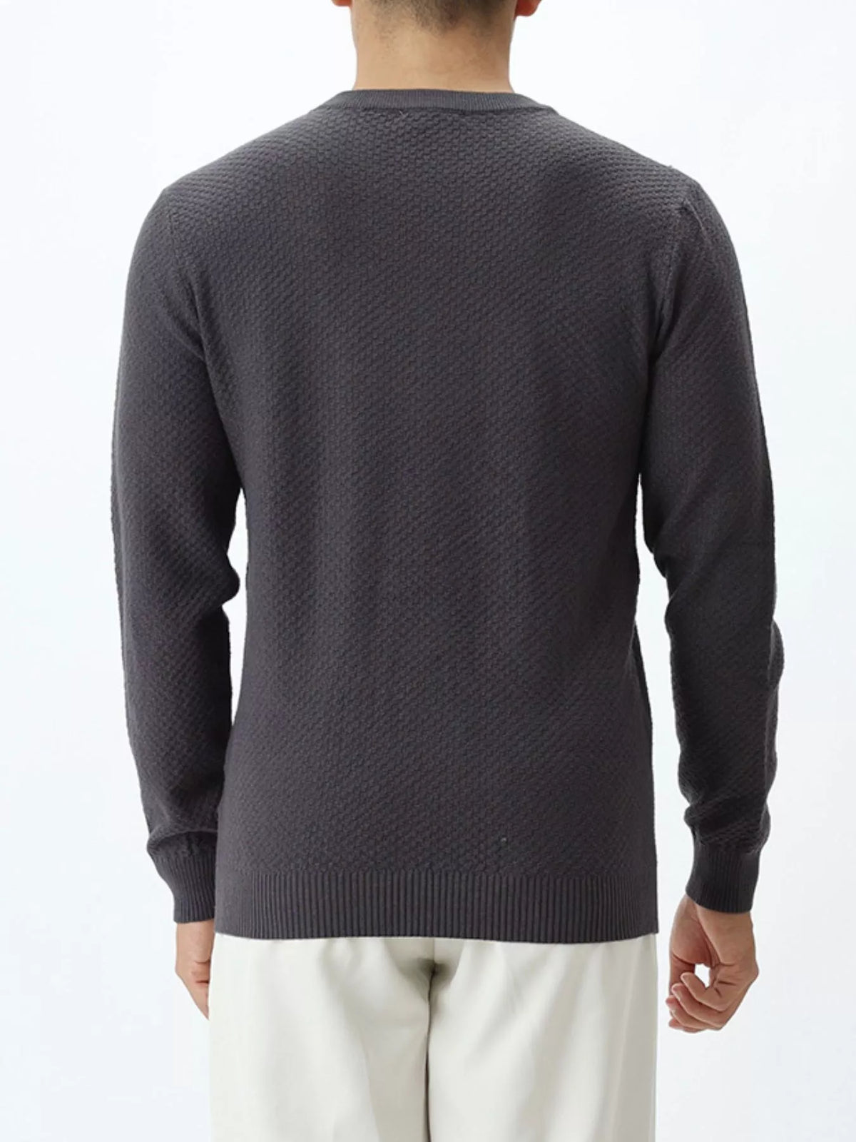 Men's Plus Size Textured Crew Neck Sweater