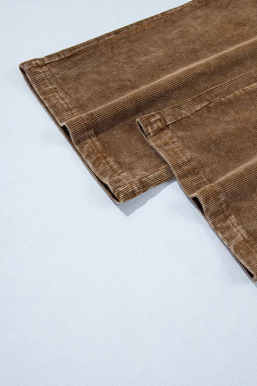 Straight Leg Corduroy Metal Button Zip-up Pants