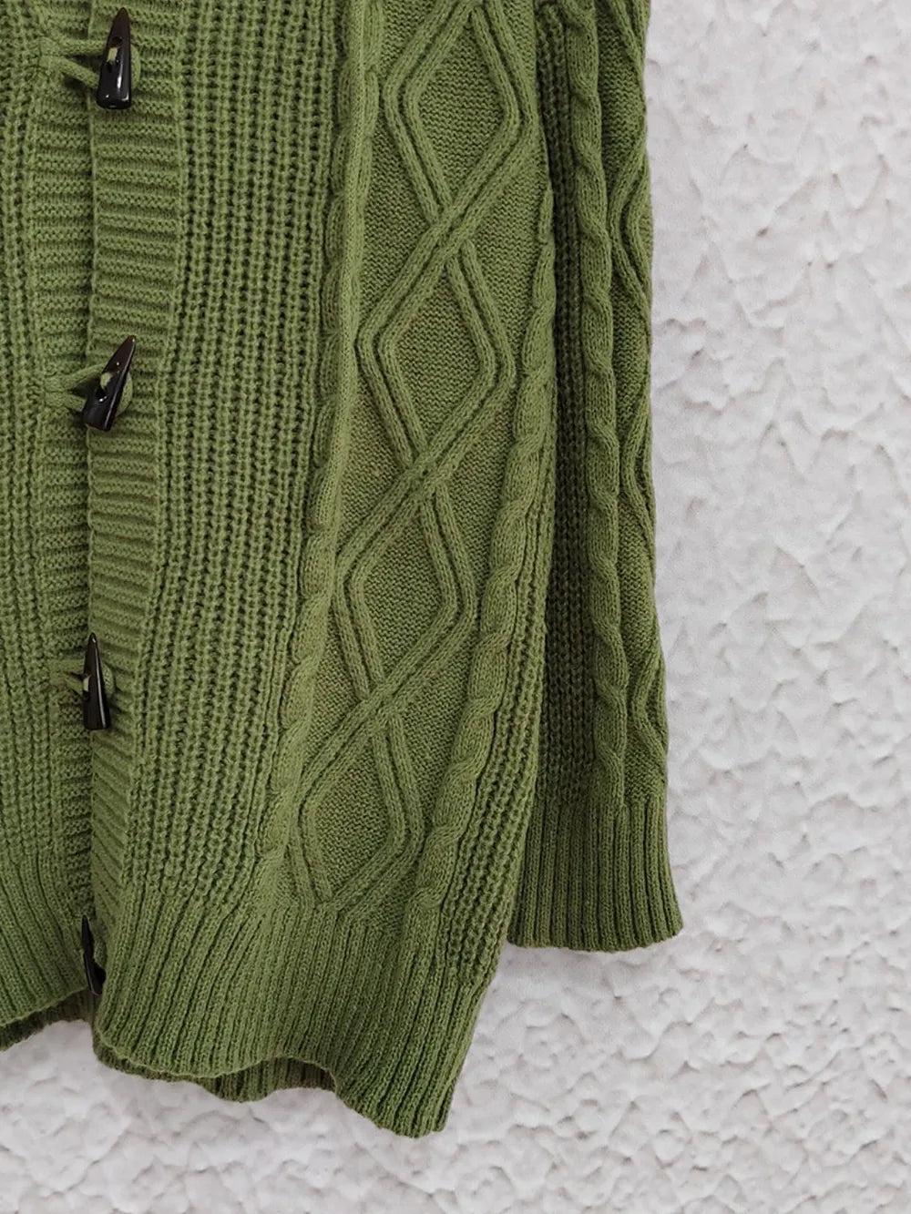 Cable-Knit Long Sleeve Hooded Cardigan - Lilixa.store