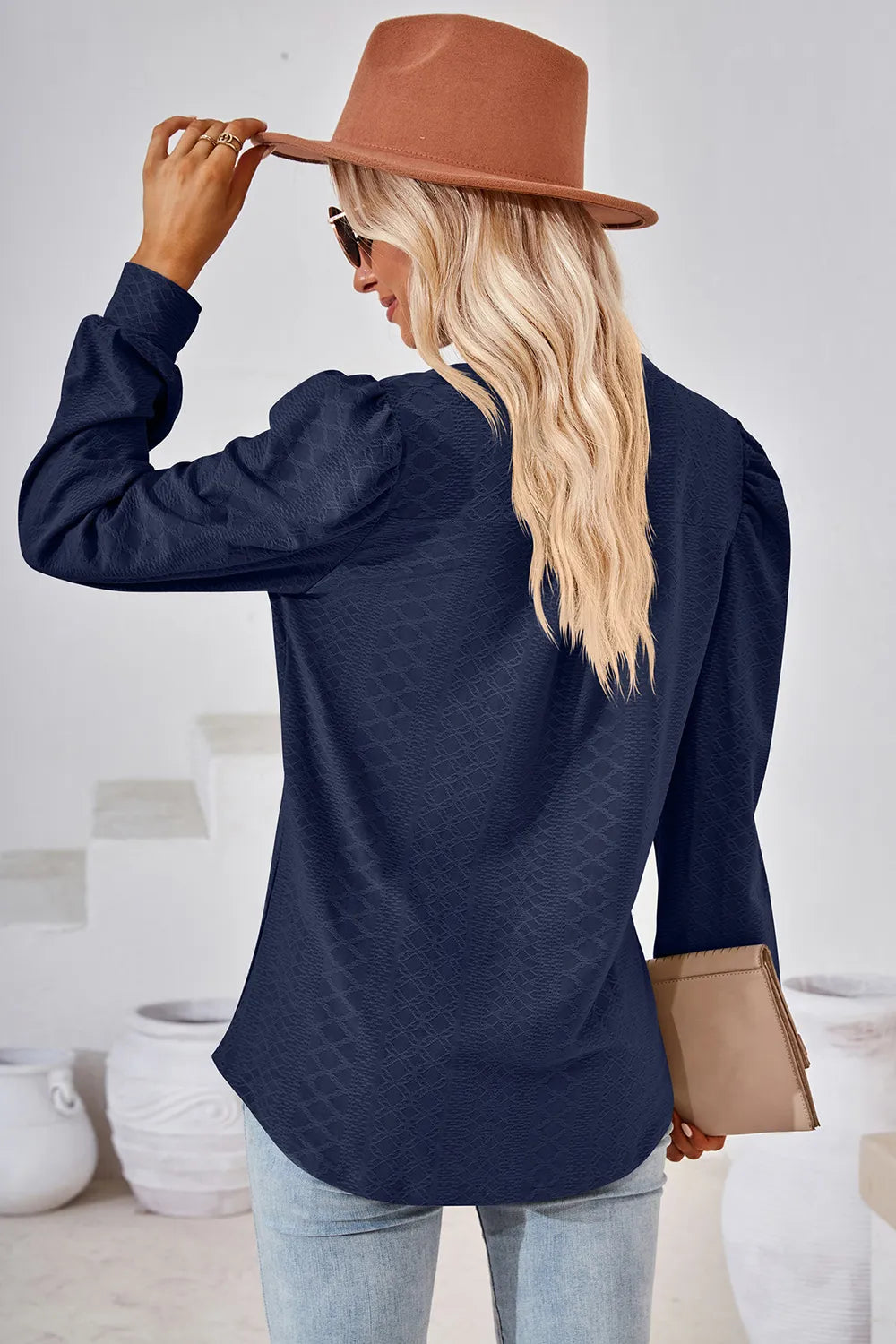 Notched Long Sleeve T-Shirt - Lilixa.store