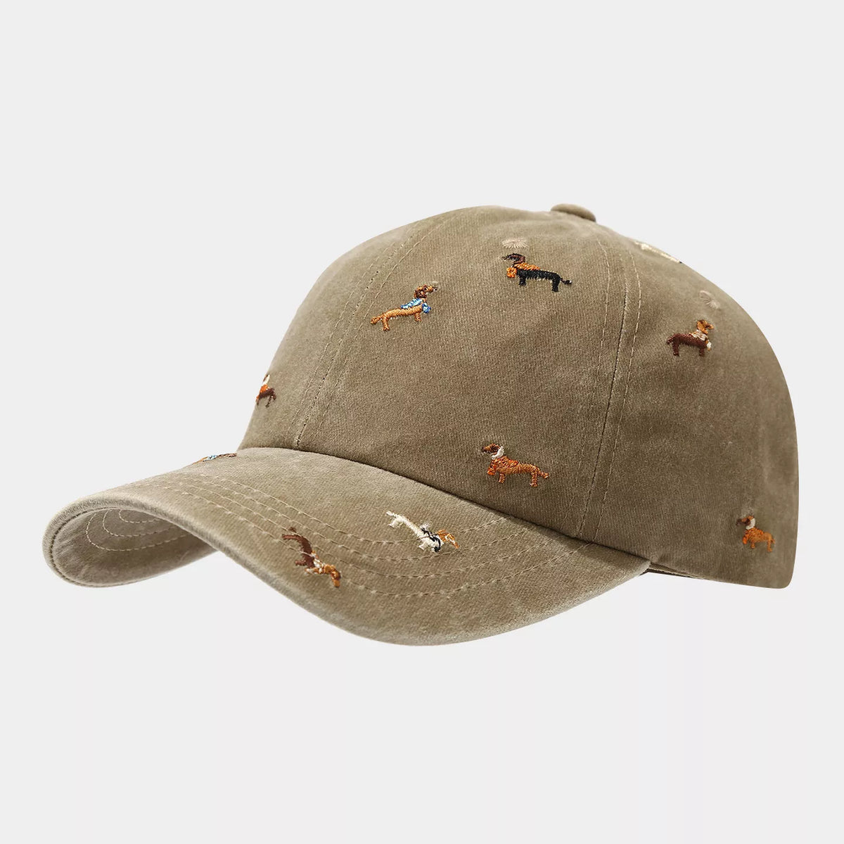 Dog Embroidered Washed Cotton Baseball Cap - Lilixa.store