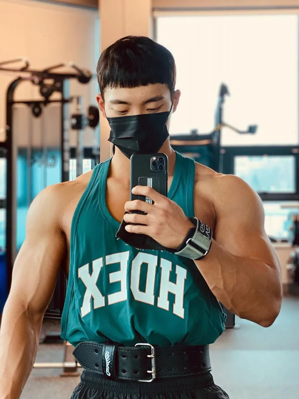 Men's Plus Size Round Neck Letter Graphic Tank in Deep Teal