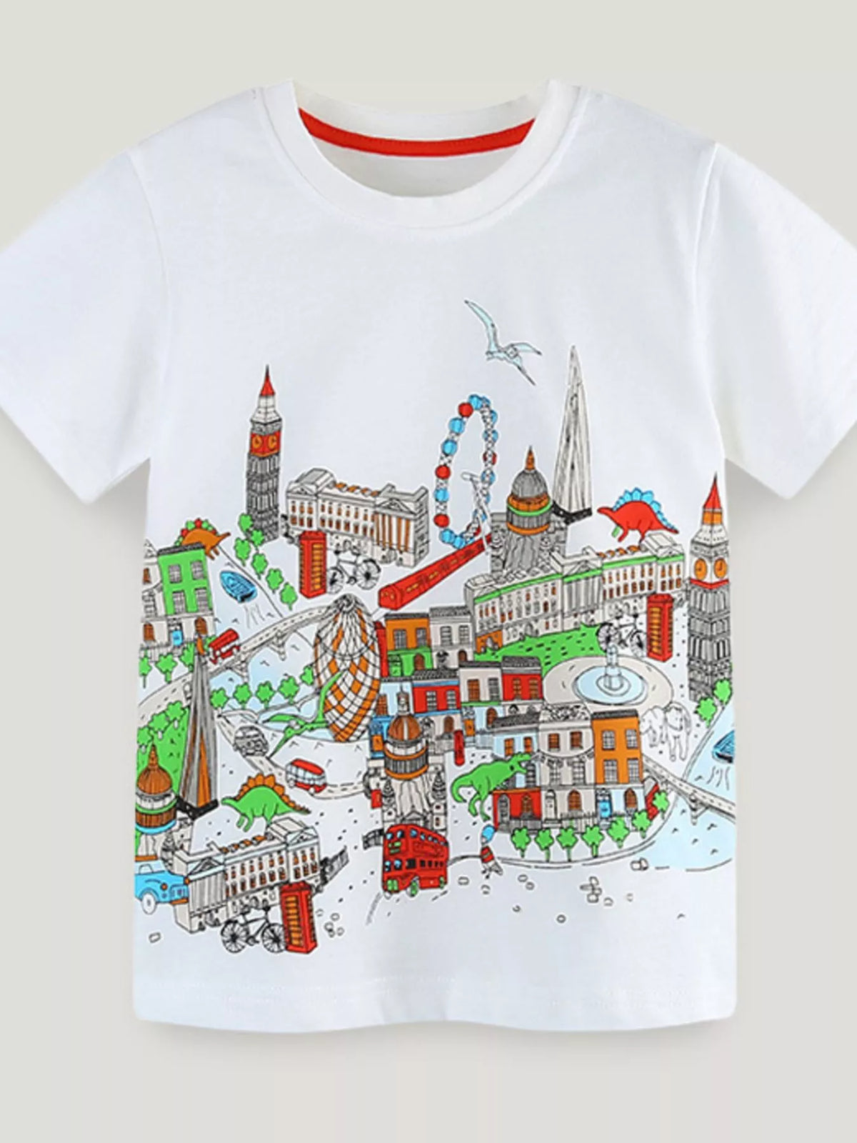 Children's London Skyline Dinosaur Adventure T-Shirt - Lilixa.store
