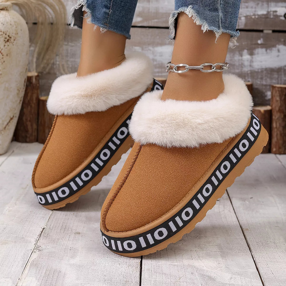 Round Toe Plush Lined Ankle Boots - Lilixa.store