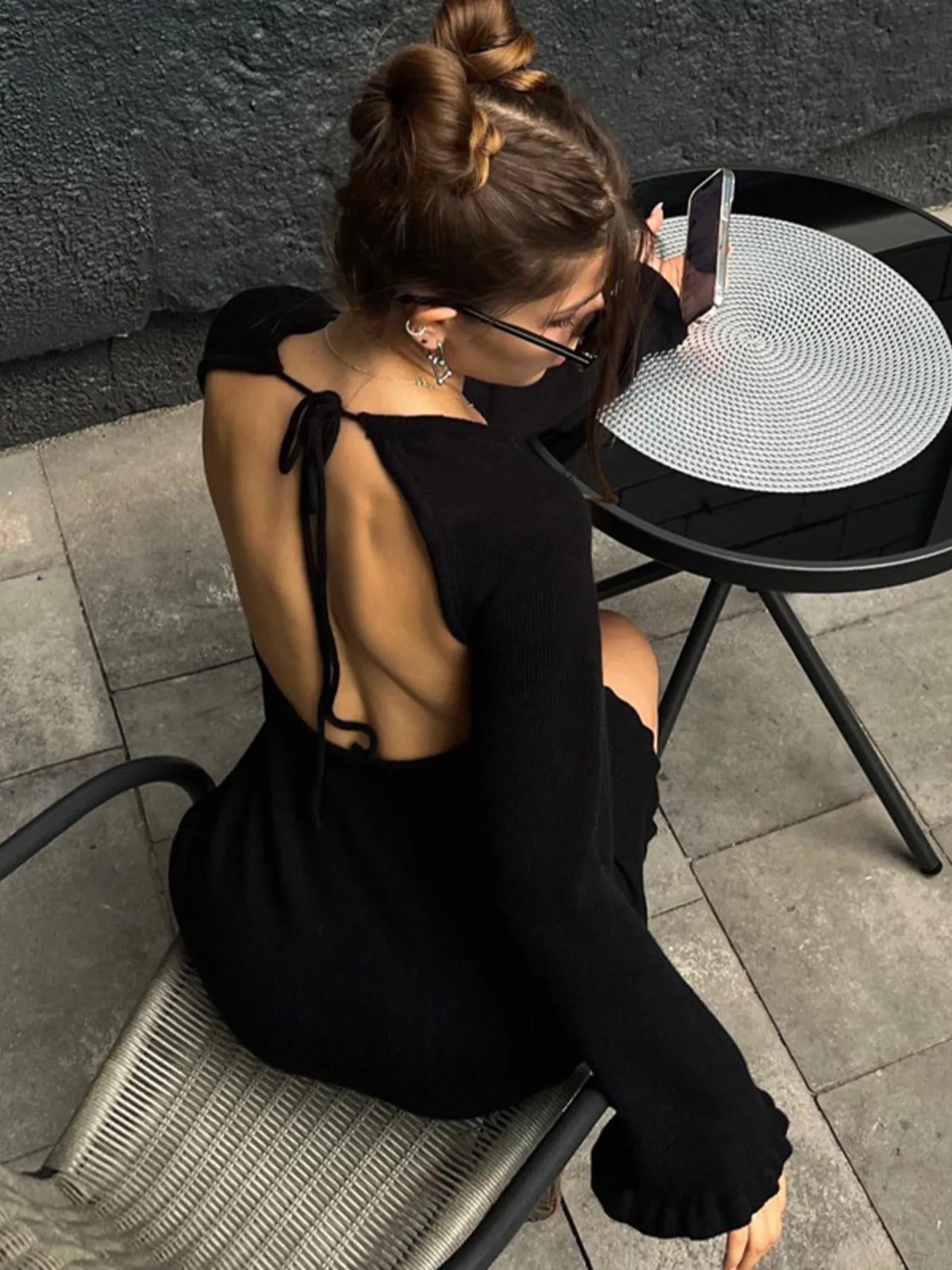 Long Sleeve Backless Sweater Dress, view 5