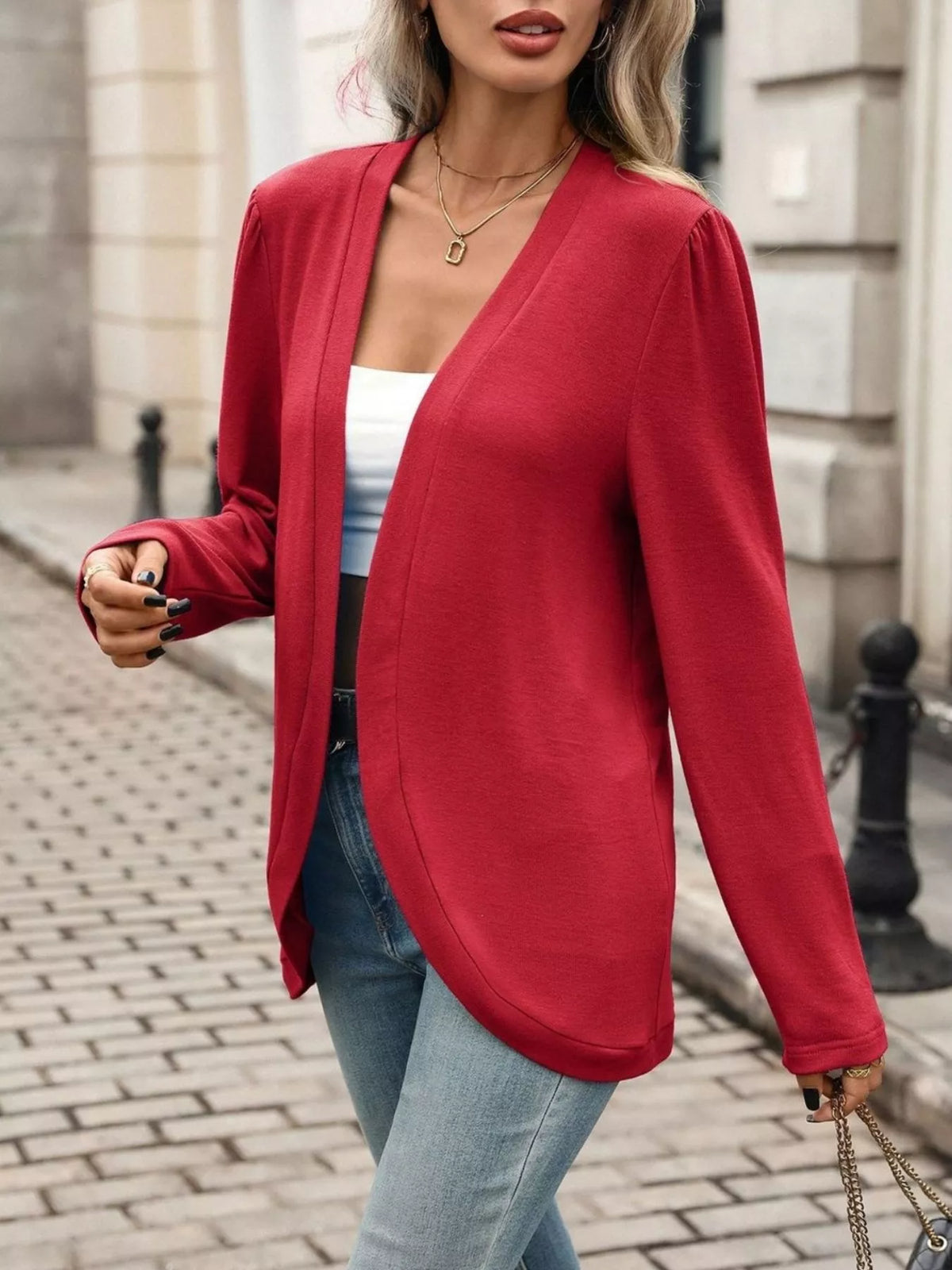 Open Front Long Sleeve Cardigan - Lilixa.store