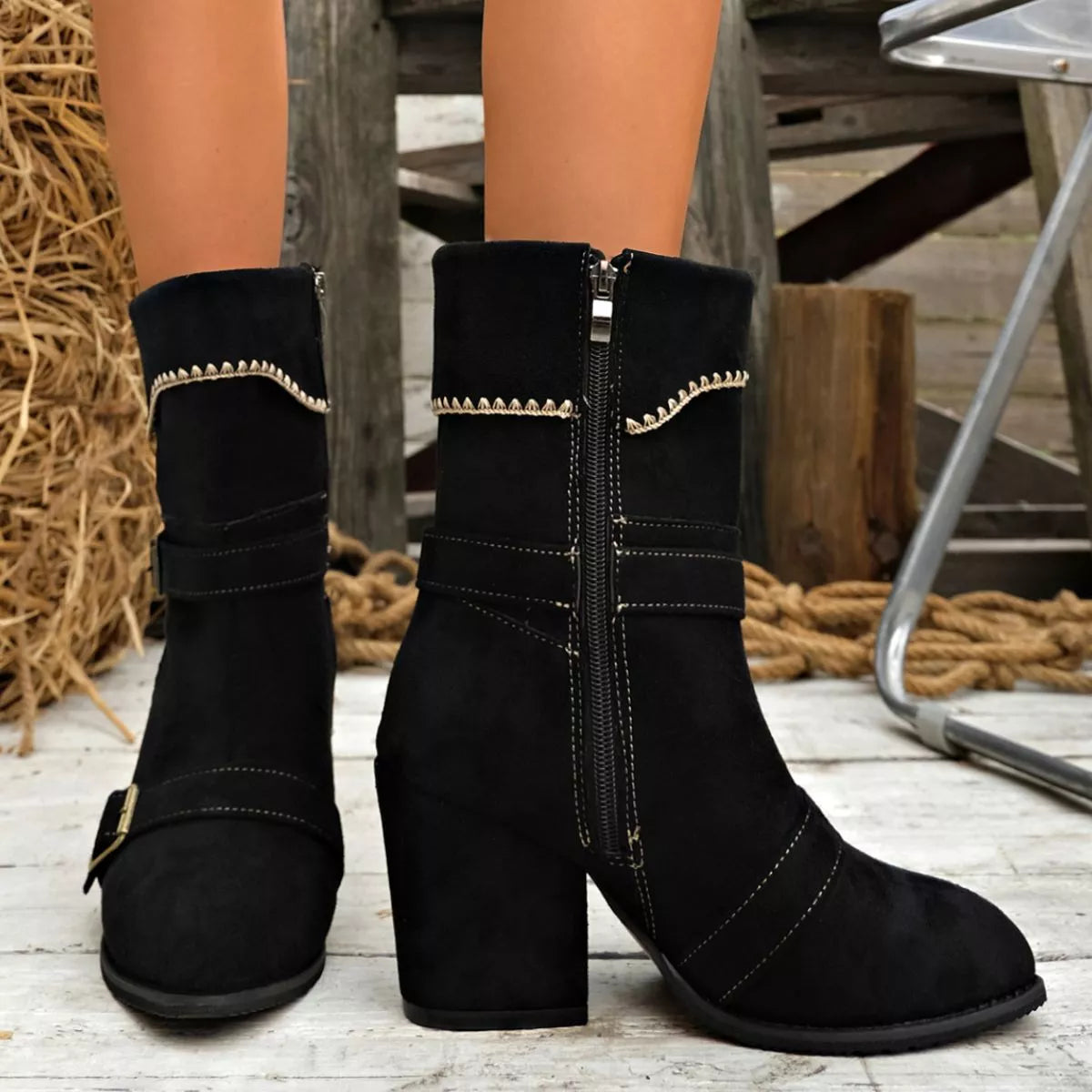Point Toe Block Heels Boots - Lilixa.store