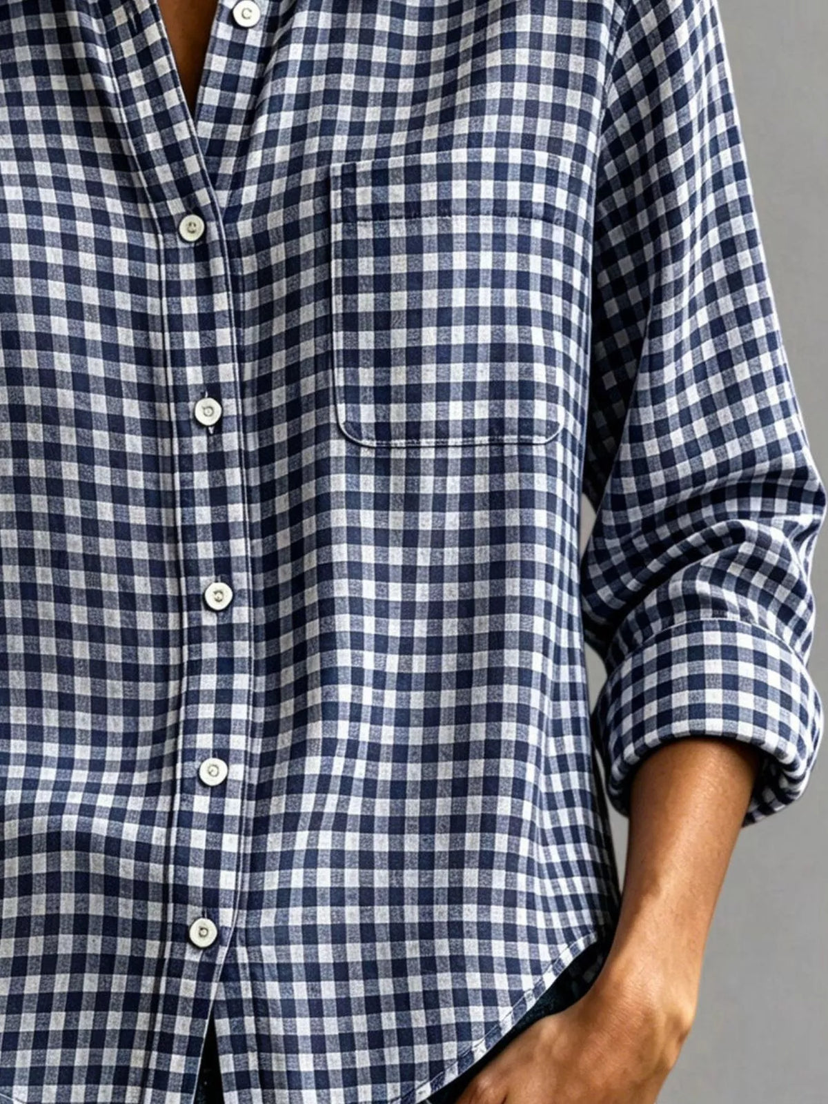 Gingham Button-Down Long Sleeve Shirt