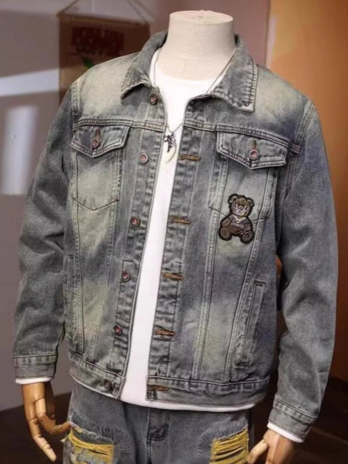 Men's Plus Size Button Up Long Sleeve Denim Jacket - Lilixa.store