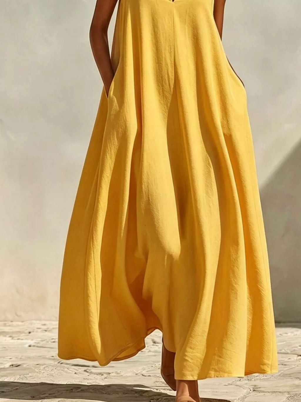 Sleeveless Maxi Dress with Side Pockets - Lilixa.store