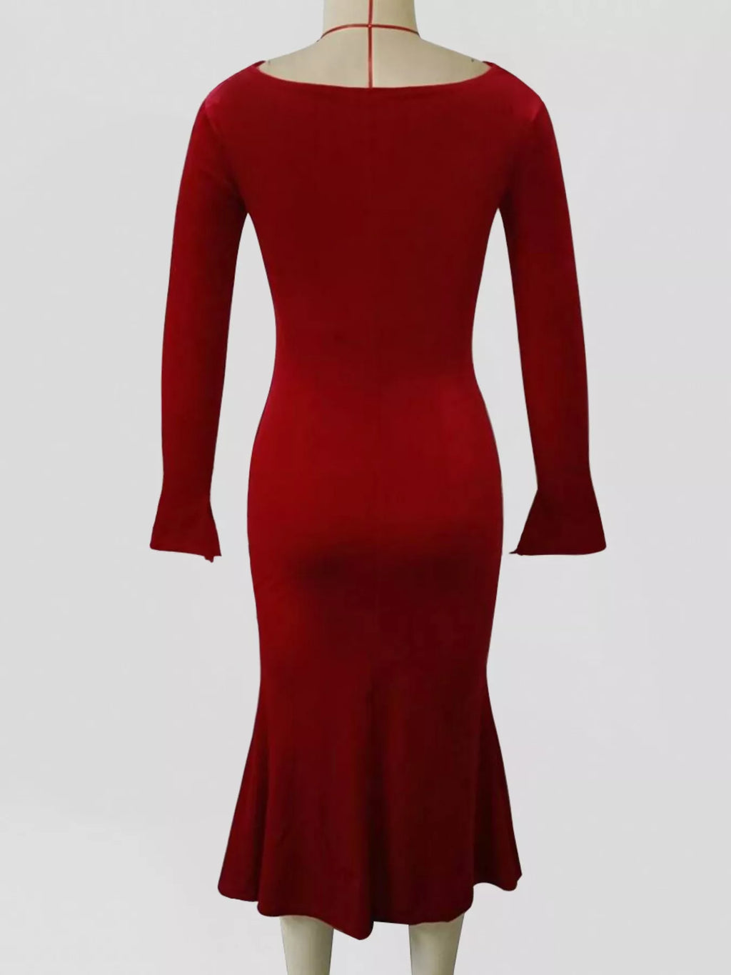 Velvet Cowl Neck Long Sleeve Midi Dress - Lilixa.store