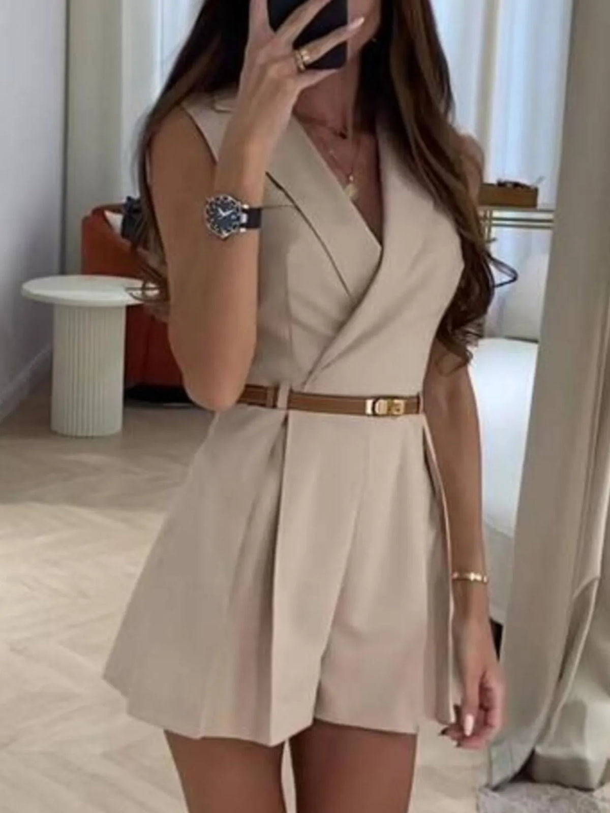 Solid Sleeveless Surplice Romper - Lilixa.store