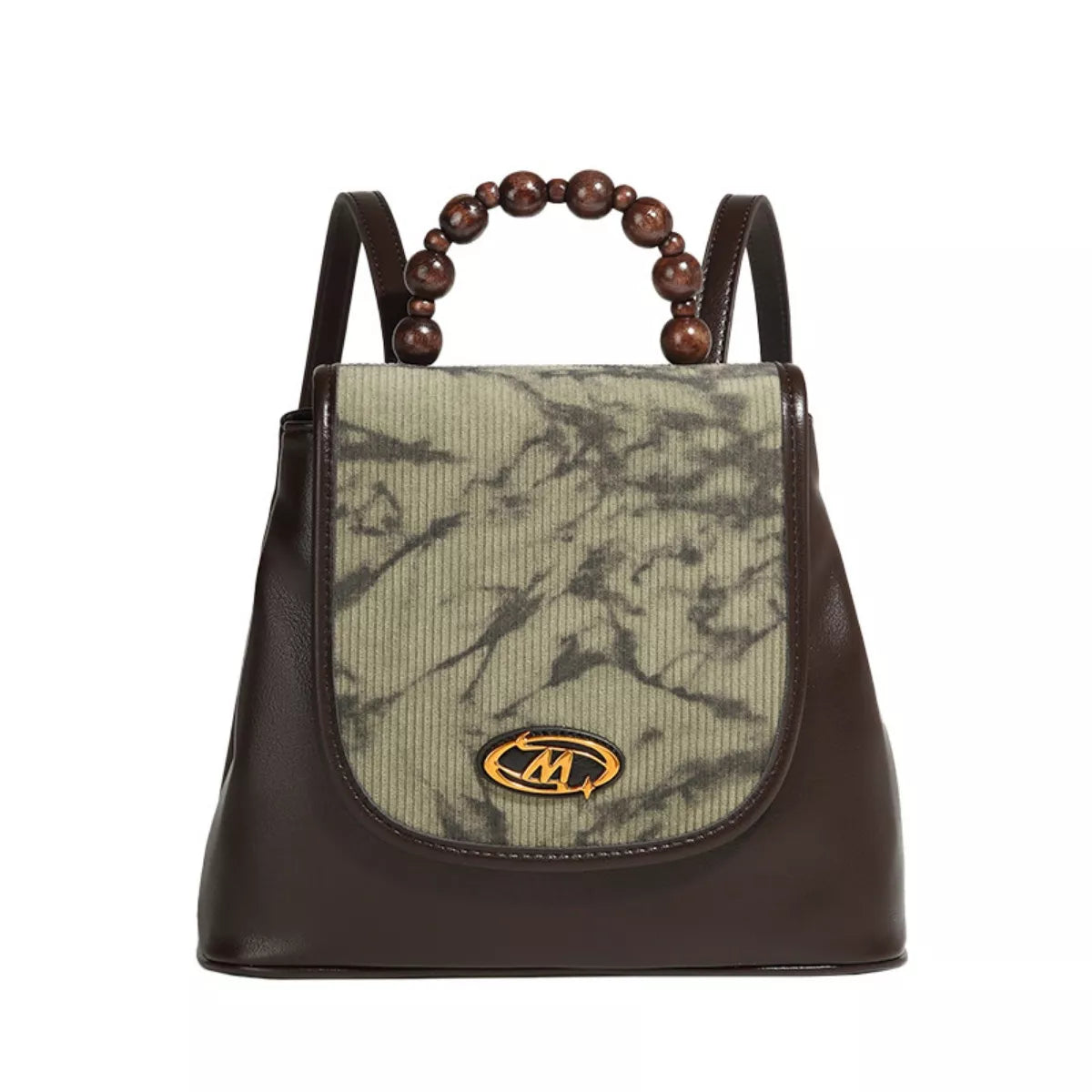 Flap Backpack Bag with Beaded Handle - Lilixa.store