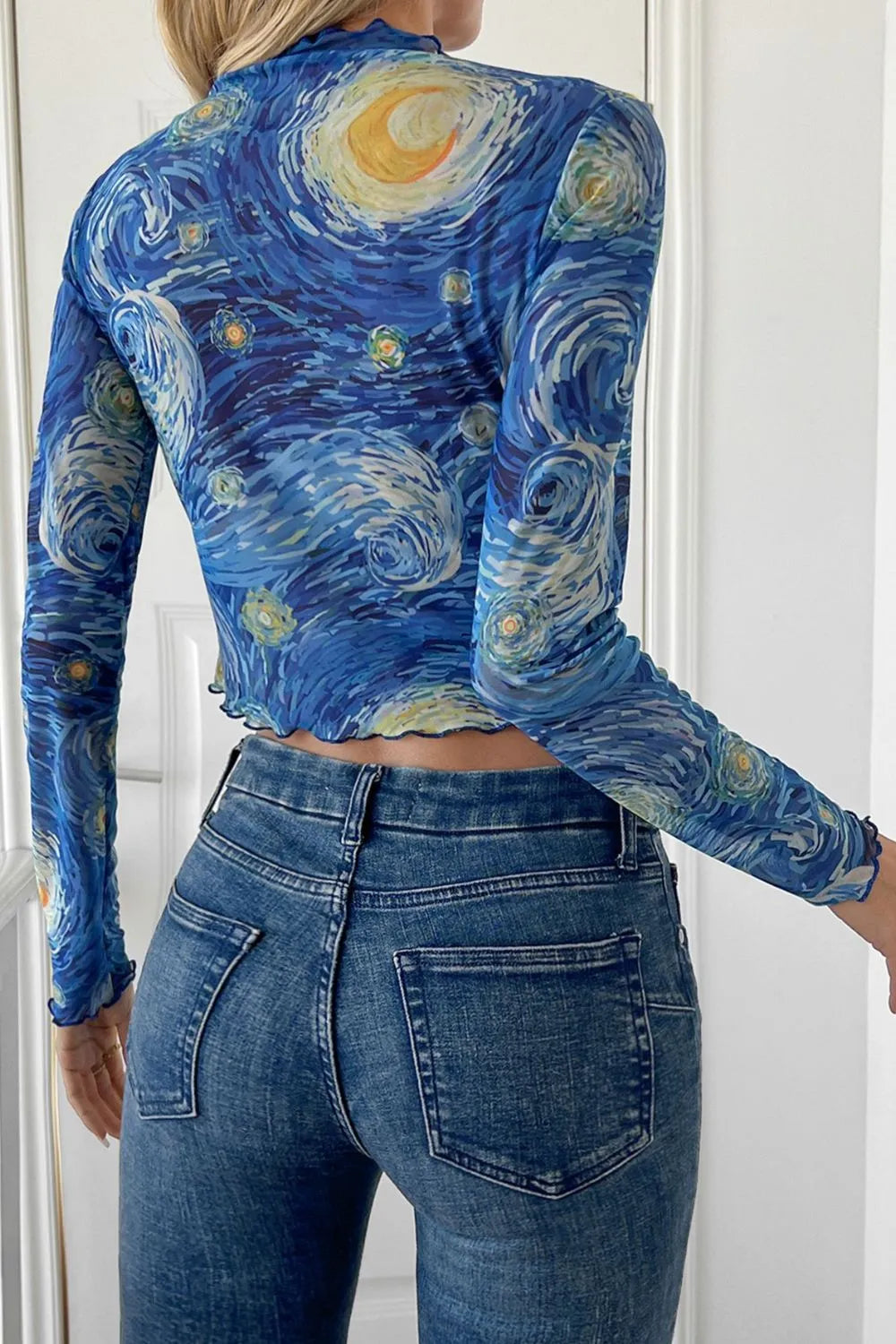 Starry Sky Cropped Mesh T-Shirt - Lilixa.store
