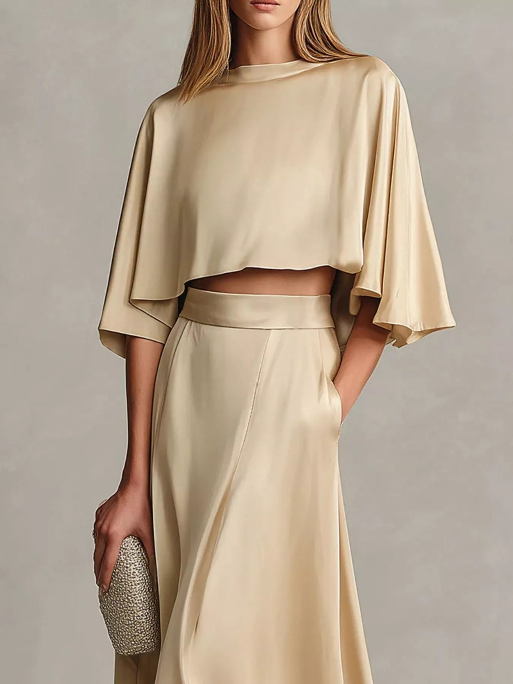 Full Size Satin Crop Top and Maxi Skirt Two-Piece Set Plus Size - Lilixa.store