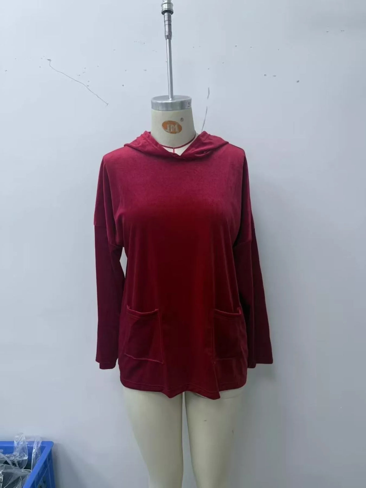 Velvet Front Pockets Hoodie