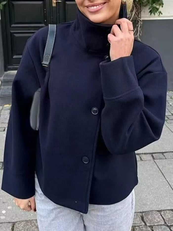 Wool Blend Long Sleeve Outerwear - Lilixa.store