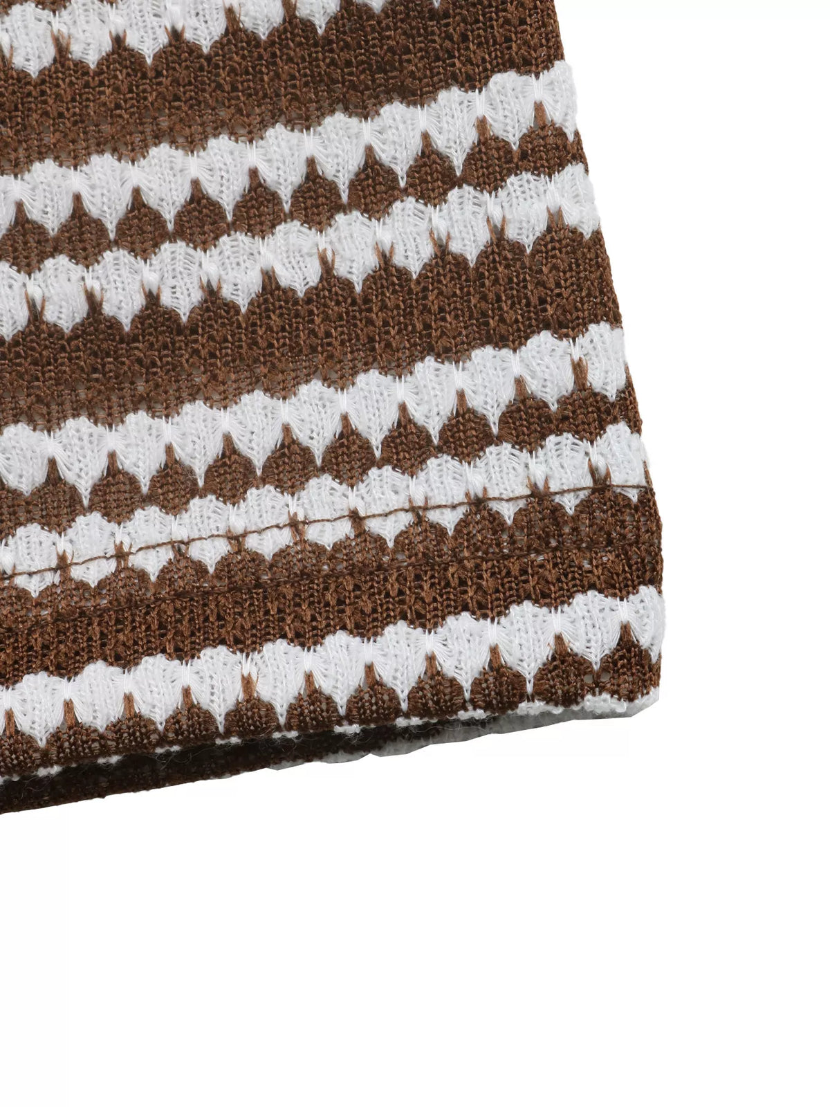 Striped Flare Sleeve Ribbed Knit Dress in Brown, view 8