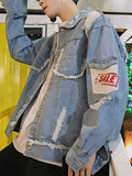 Men's Distressed Button Up Denim Jacket - Lilixa.store