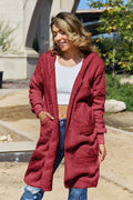 Double Take Full Size Hooded Teddy Bear Jacket with Thumbholes - Lilixa.store