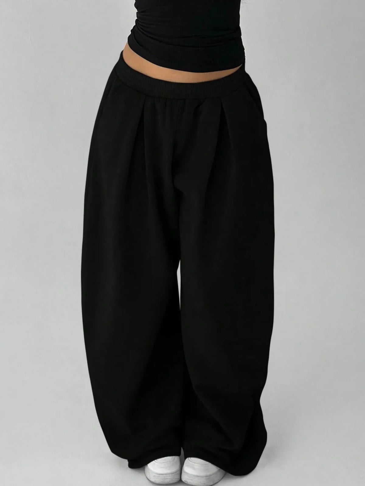 Elastic Waist Wide-Leg Sweatpants - Lilixa.store