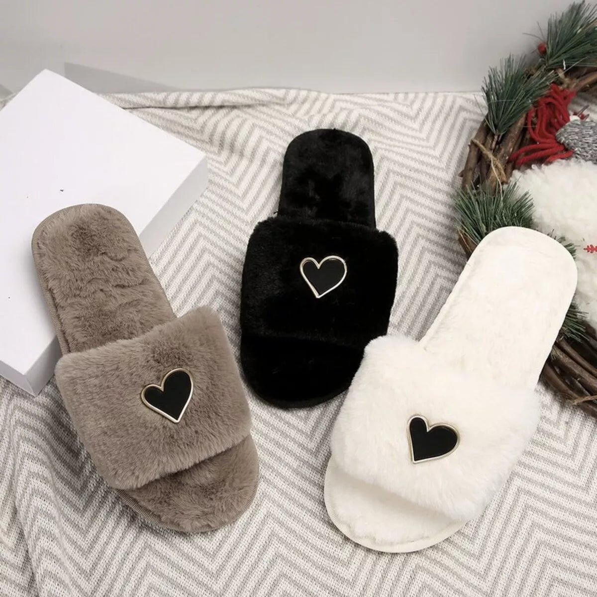 Heart Open Toe Flats Slippers - Lilixa.store