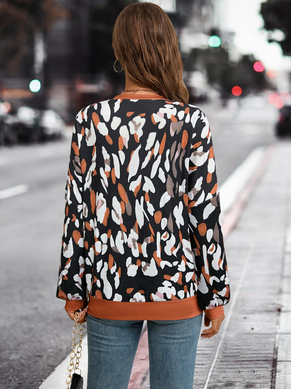 Leopard Round Neck Drop Shoulder Sweatshirt - Lilixa.store