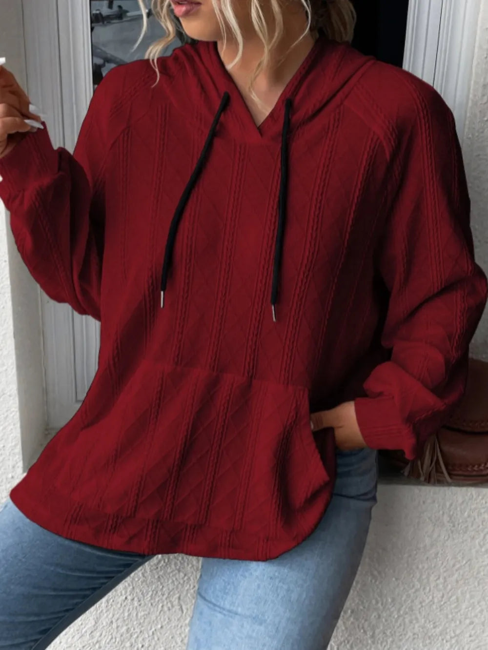 Full Size Drawstring Long Sleeve Hoodie - Lilixa.store