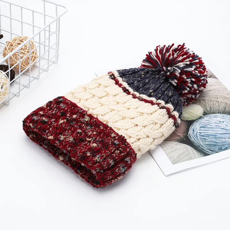 Contrast Thermal Hat with Pompom - Lilixa.store
