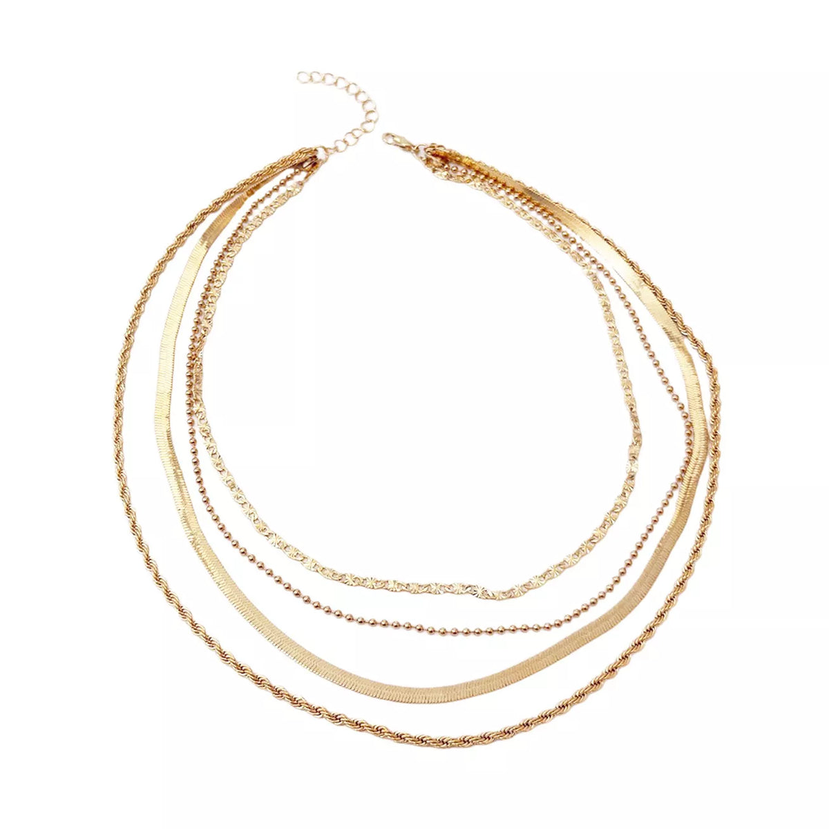 Layered 18K Gold-Plated Chain Necklace, view 6
