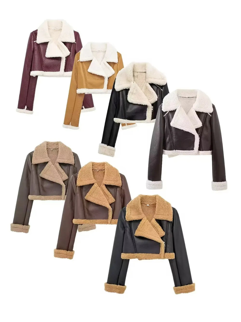 Collared Neck Long Sleeve Plush Cropped Jacket, view 19