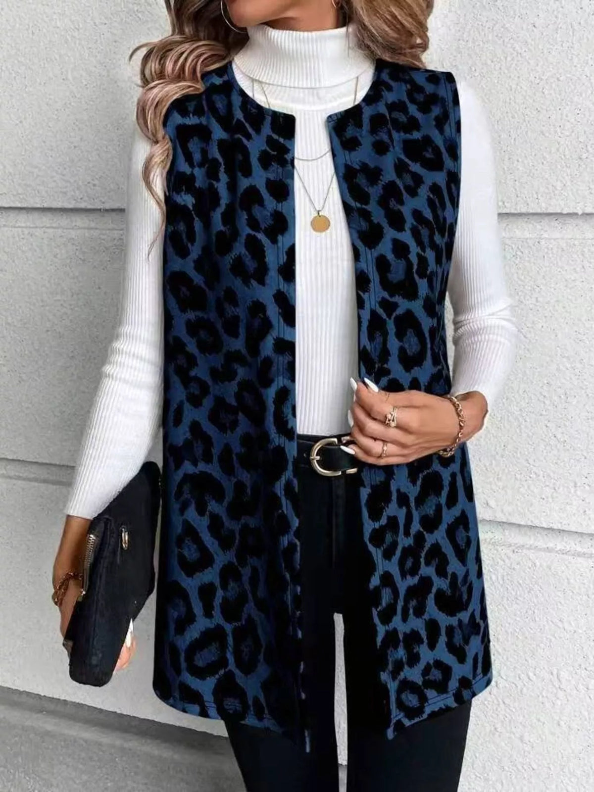 Sleeveless Leopard Print Vest Coat - Lilixa.store