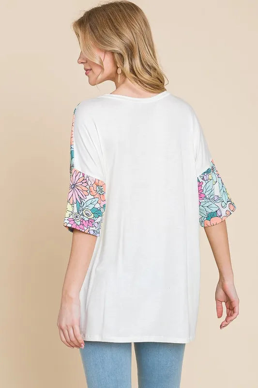 BOMBOM Floral Round Neck Half Sleeve T-Shirt - Lilixa.store