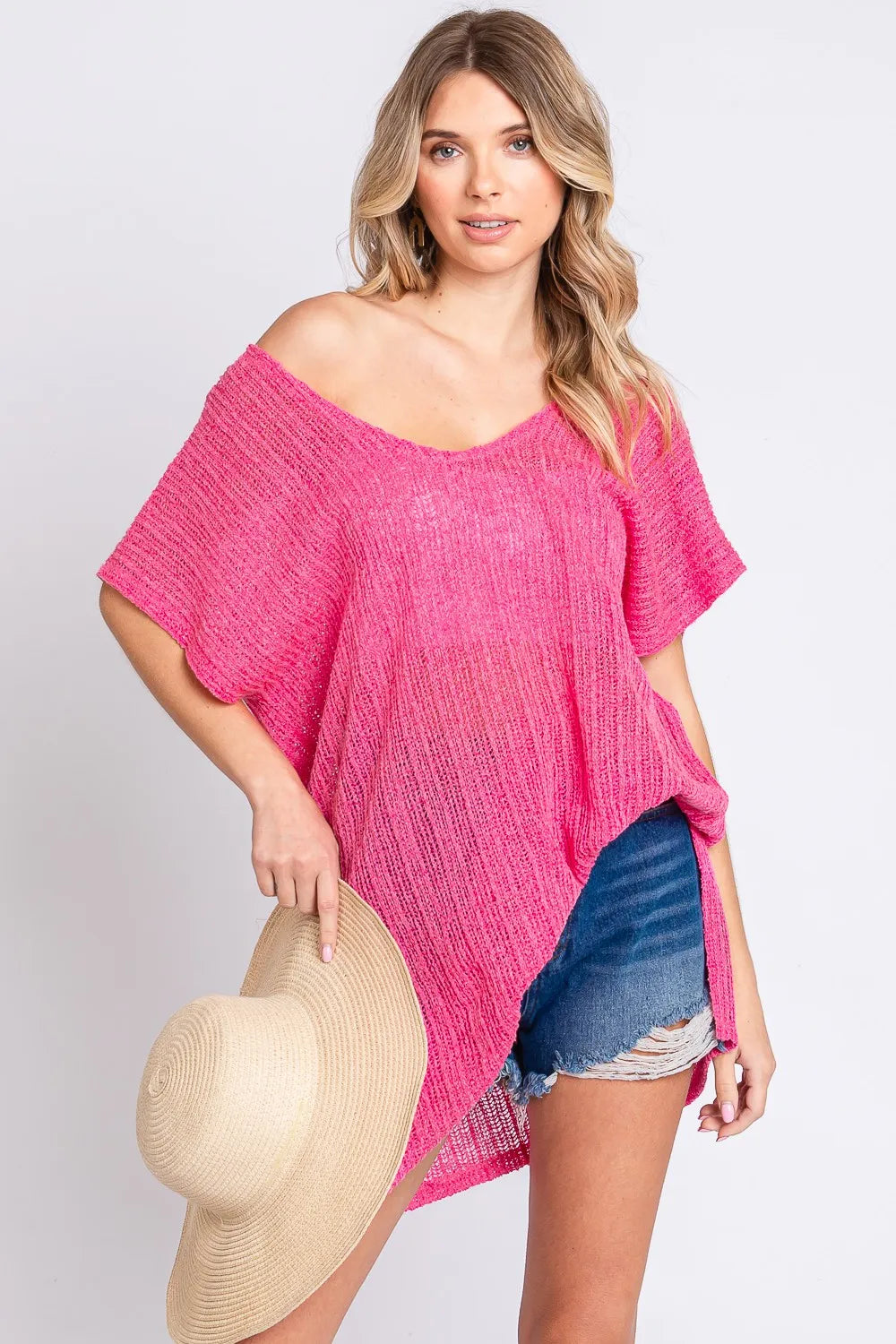 GeeGee Short Sleeve Side Slit Knit Cover Up Dress - Lilixa.store