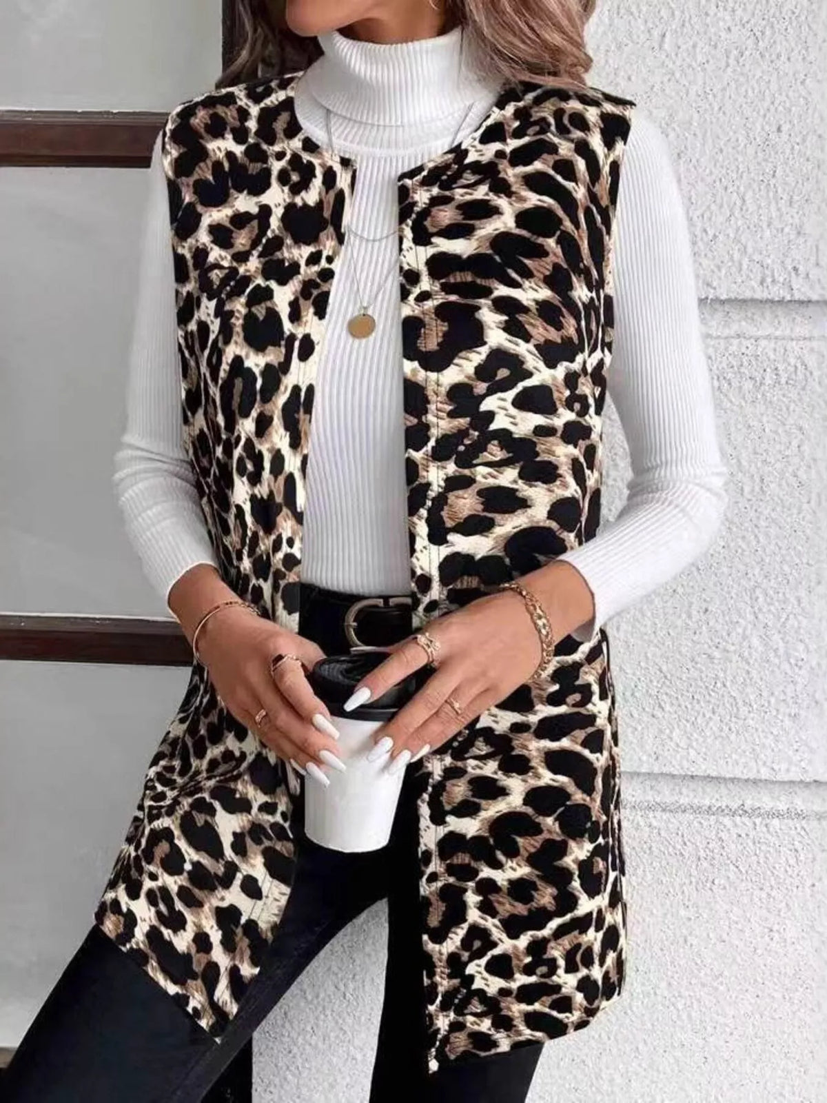 Sleeveless Leopard Print Vest Coat - Lilixa.store