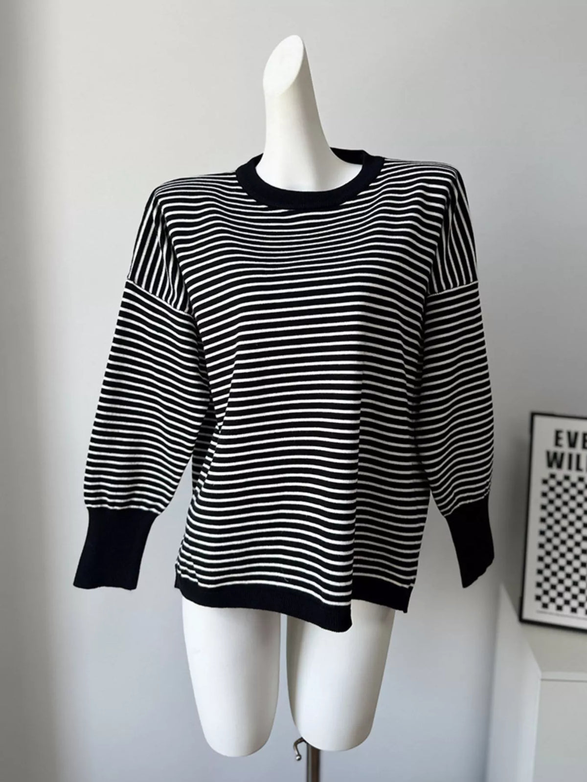 Striped Round Neck Knit Top, view 10