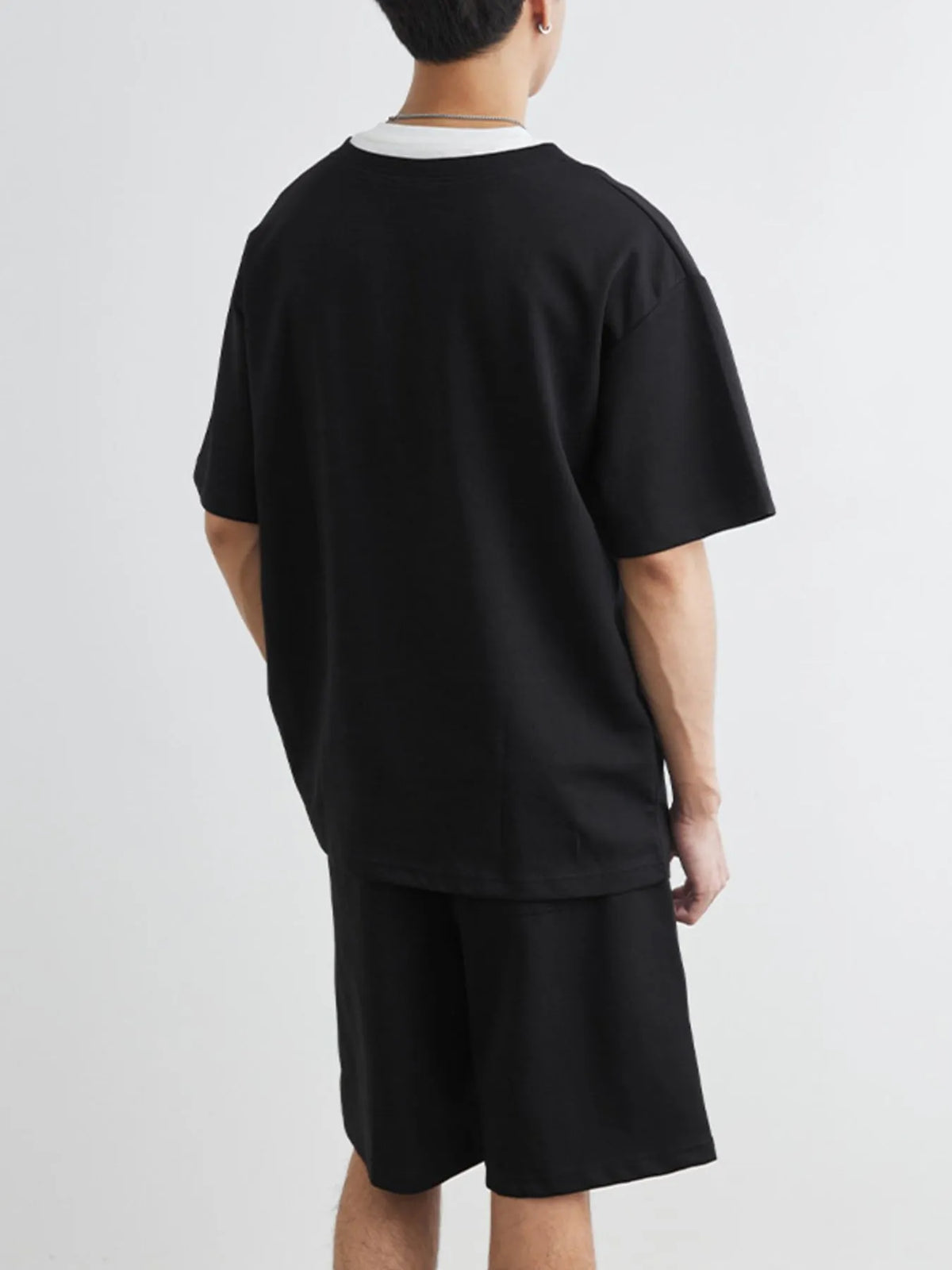 Men's Plus Size Half Sleeve Top and Shorts Set, view 3