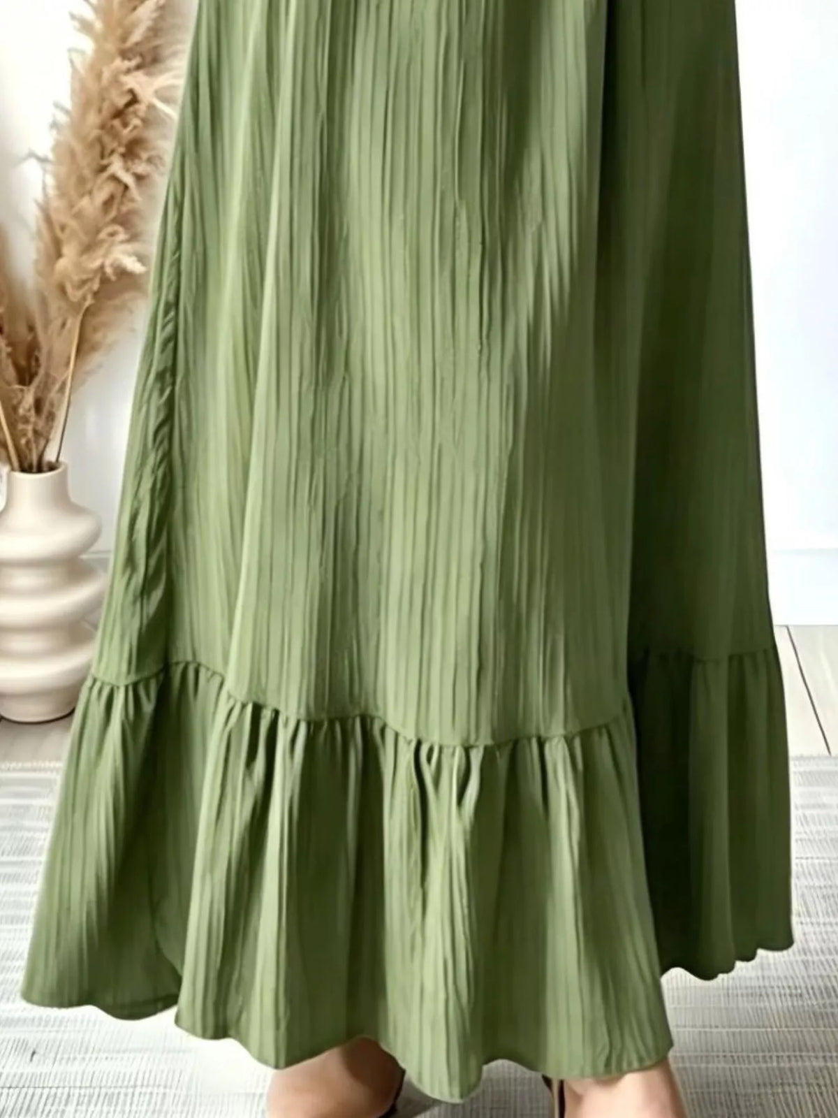 Full Size Textured Puff-Sleeve Maxi Dress Plus Size, view 3